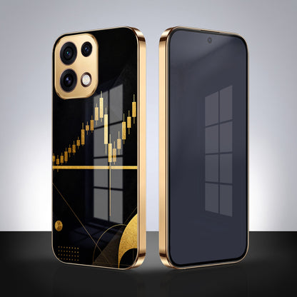 Oppo Reno 16C 5G Trading Candles Gold Electroplated Glass Phone Back Case