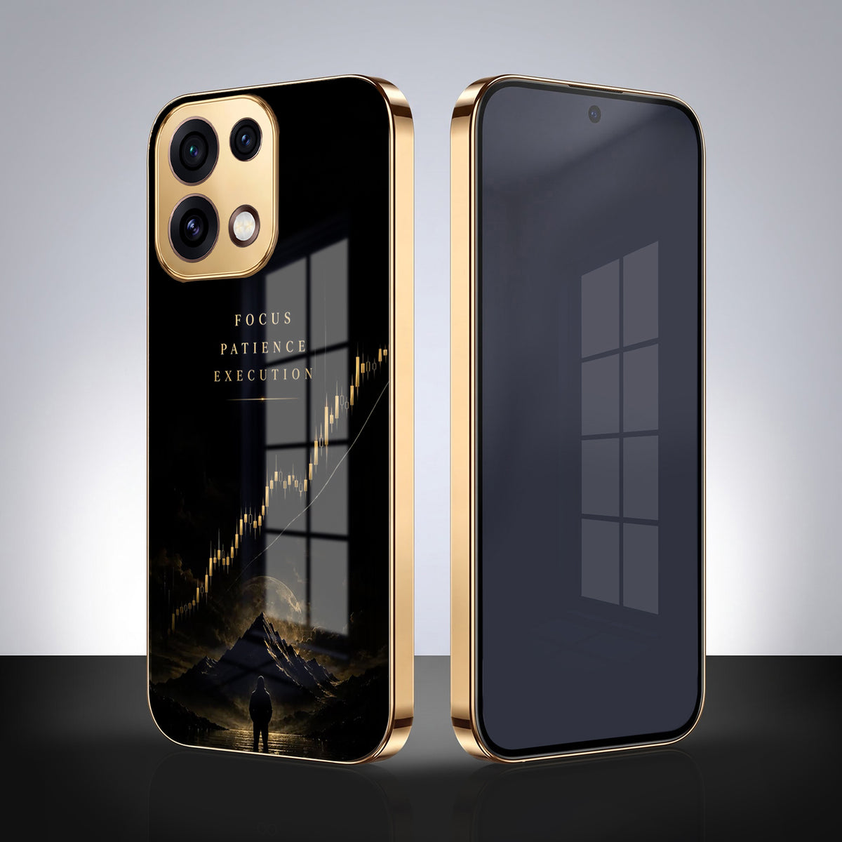Oppo Reno 16C 5G Focus Gold Electroplated Glass Phone Back Case