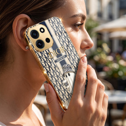 OnePlus Nord 6 5G Luxury Dior Gold Electroplated Glass Phone Back Case