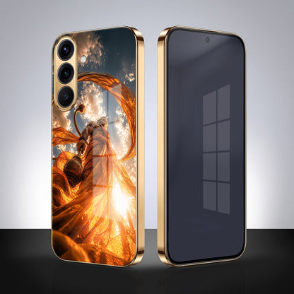 Samsung Galaxy A36 5G Divine Hanuman Gold Electroplated Glass Phone Back Case