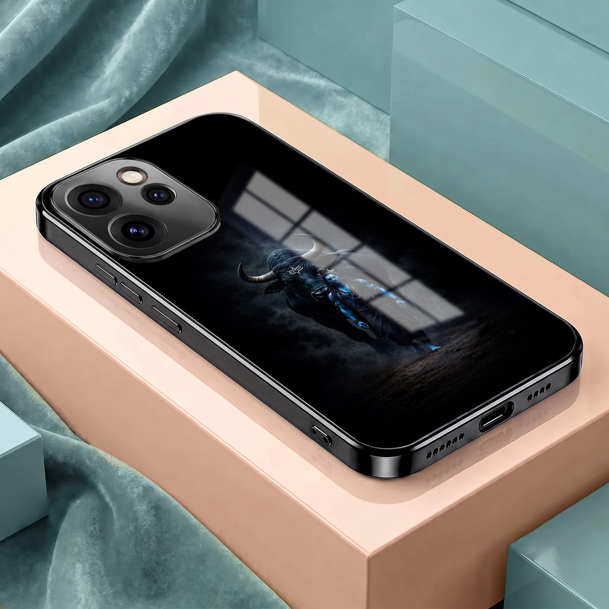Oppo Reno 15 Pro Mini 5G Dark Warrior Black Electroplated Glass Phone Back Case