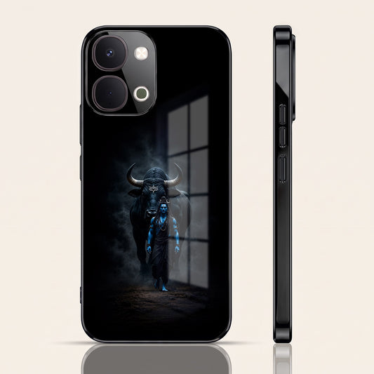 Vivo T5x 5G Dark Warrior Black Electroplated Glass Phone Back Case