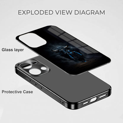 Oppo Reno 13 5G Dark Warrior Black Electroplated Glass Phone Back Case