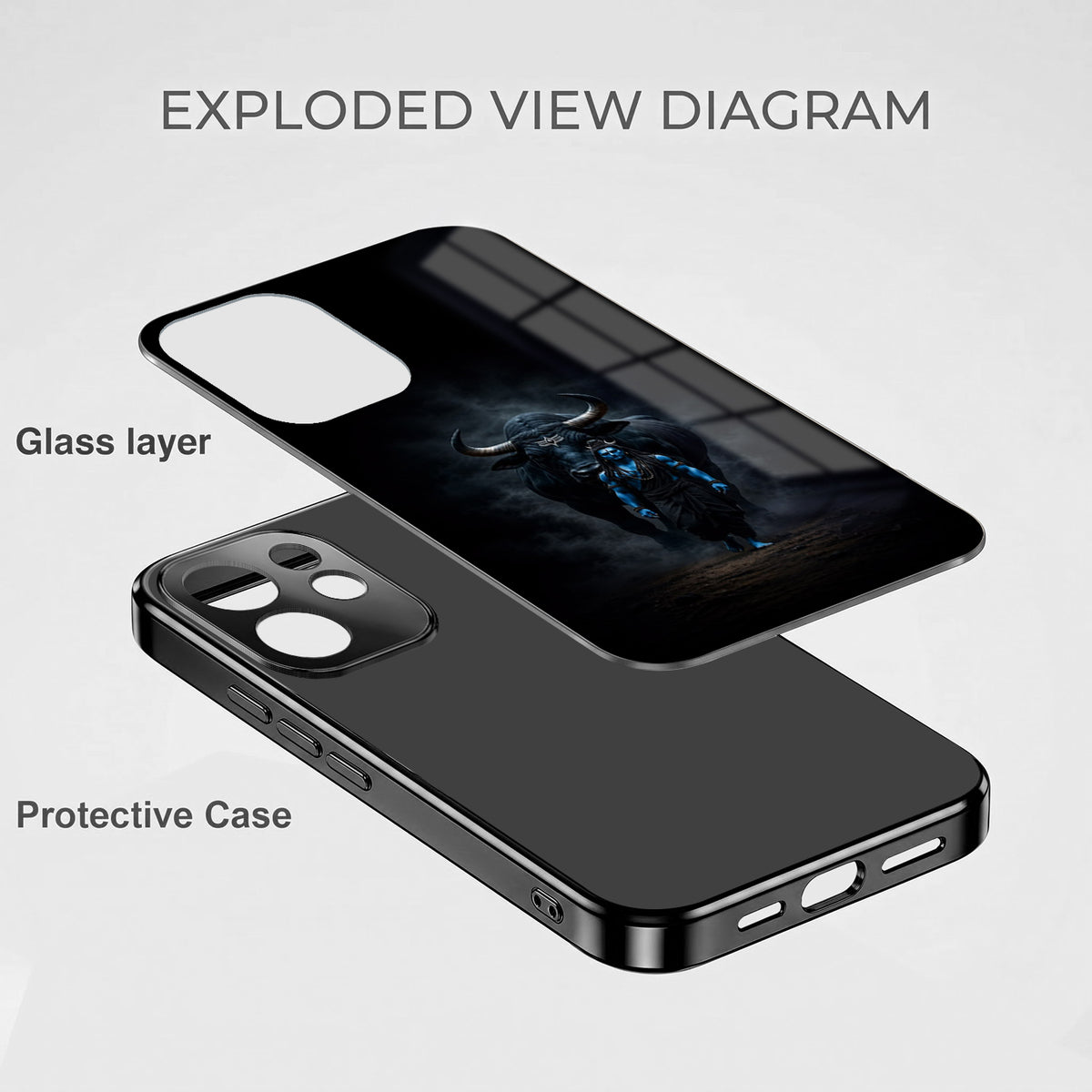 Oppo Reno 15 Pro Mini 5G Dark Warrior Black Electroplated Glass Phone Back Case