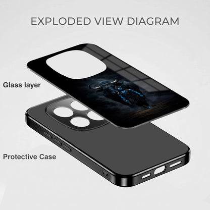 Redmi Note 15 Pro Plus 5G Dark Warrior Black Electroplated Glass Phone Back Case