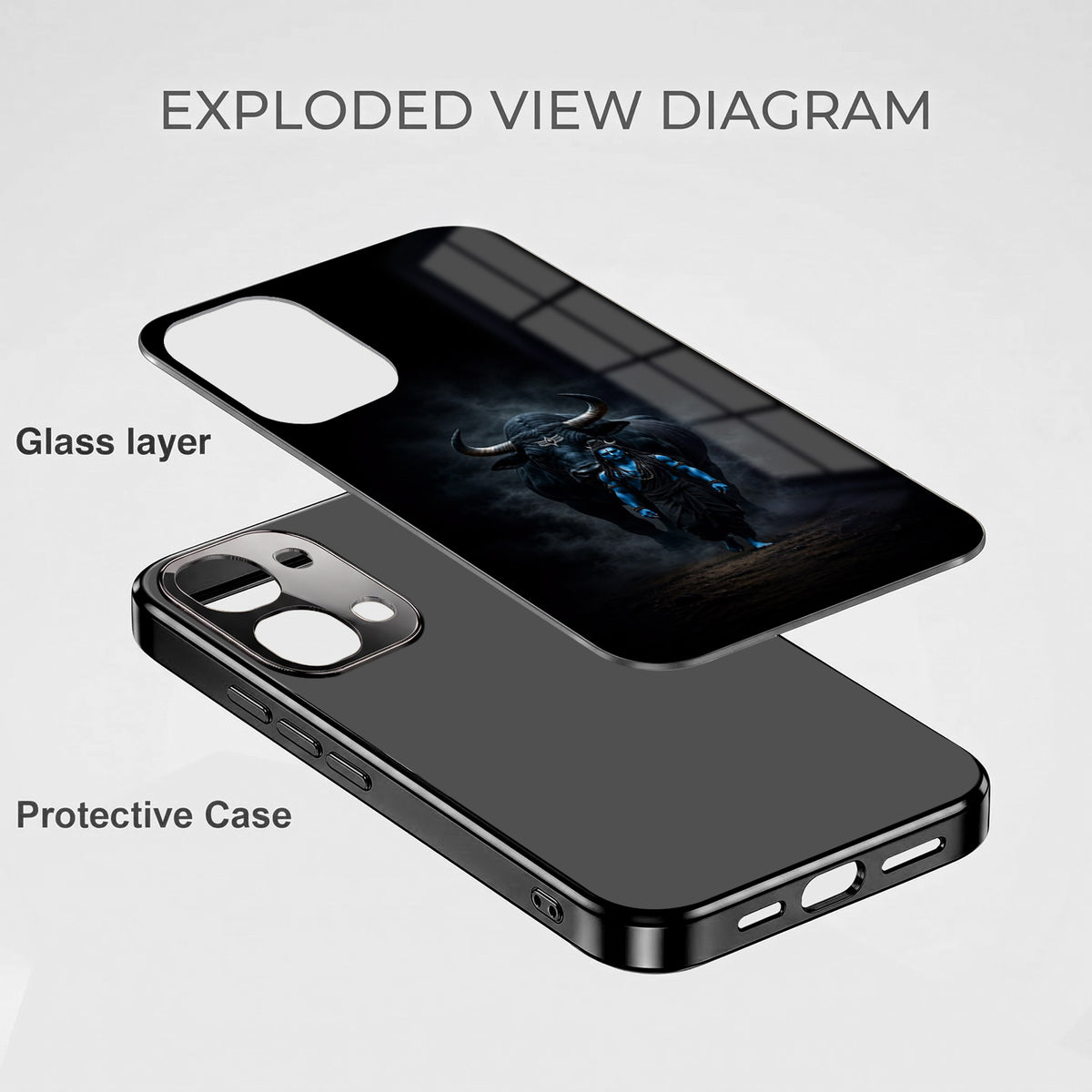 Vivo T5x 5G Dark Warrior Black Electroplated Glass Phone Back Case