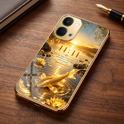 Vivo T5x 5G 11:11 Manifestation Gold Electroplated Glass Phone Back Case