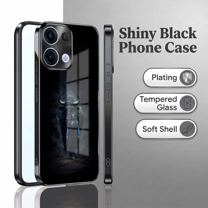 Oppo Reno 13 5G Dark Warrior Black Electroplated Glass Phone Back Case