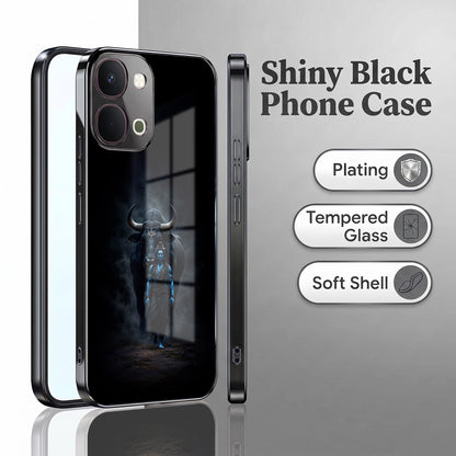Vivo T5x 5G Dark Warrior Black Electroplated Glass Phone Back Case