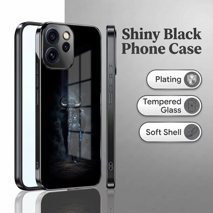 Oppo Reno 15 Pro Mini 5G Dark Warrior Black Electroplated Glass Phone Back Case