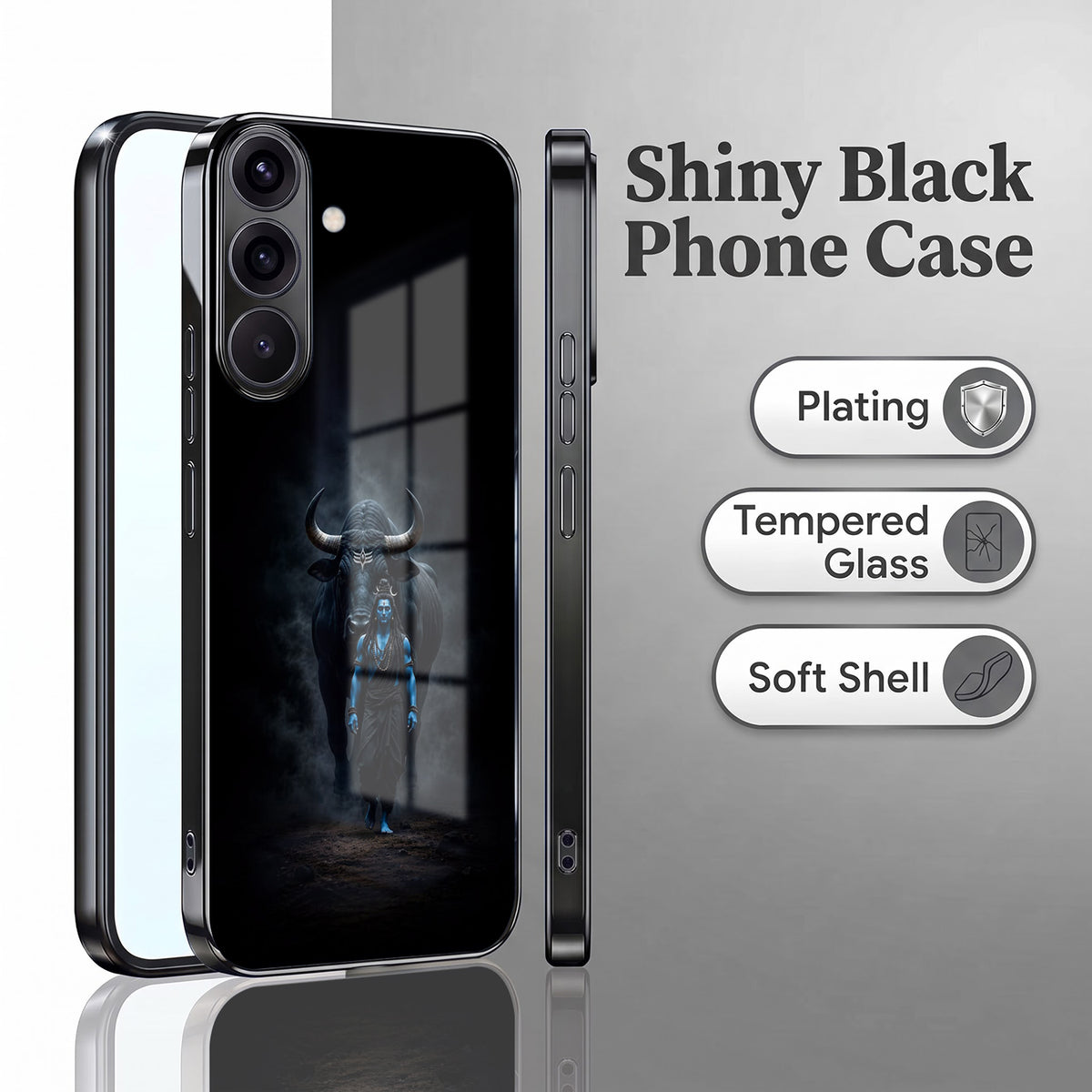 Samsung Galaxy A36 5G Dark Warrior Black Electroplated Glass Phone Back Case
