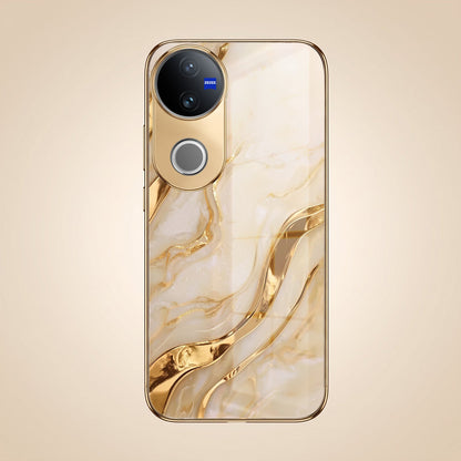 Vivo V50 5G Marvel Texture Gold Electroplated Glass Phone Back Case