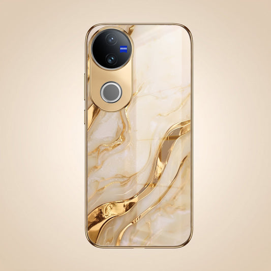 Vivo V50 5G Marvel Texture Gold Electroplated Glass Phone Back Case