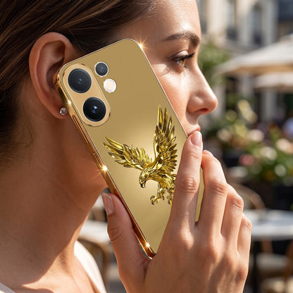 Vivo V60 5G Golden Eagle Gold Electroplated Glass Phone Back Case