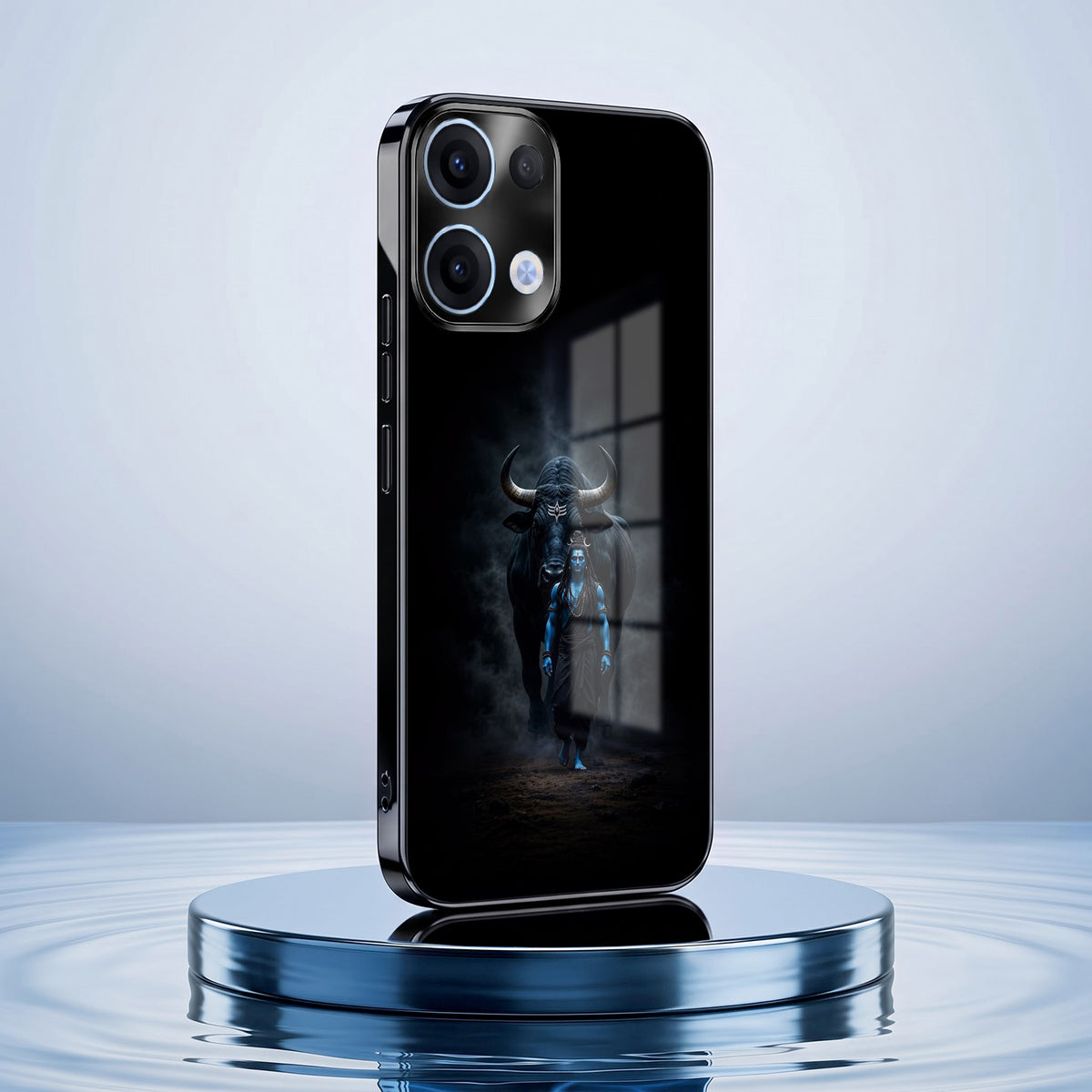 Oppo Reno 13 5G Dark Warrior Black Electroplated Glass Phone Back Case
