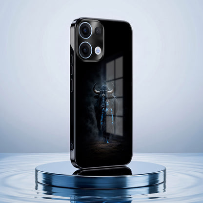 Oppo Reno 13 5G Dark Warrior Black Electroplated Glass Phone Back Case