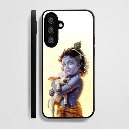 Samsung Galaxy A56 Premium Acrylic Shockproof Glass Back Case (Cute Krishna)