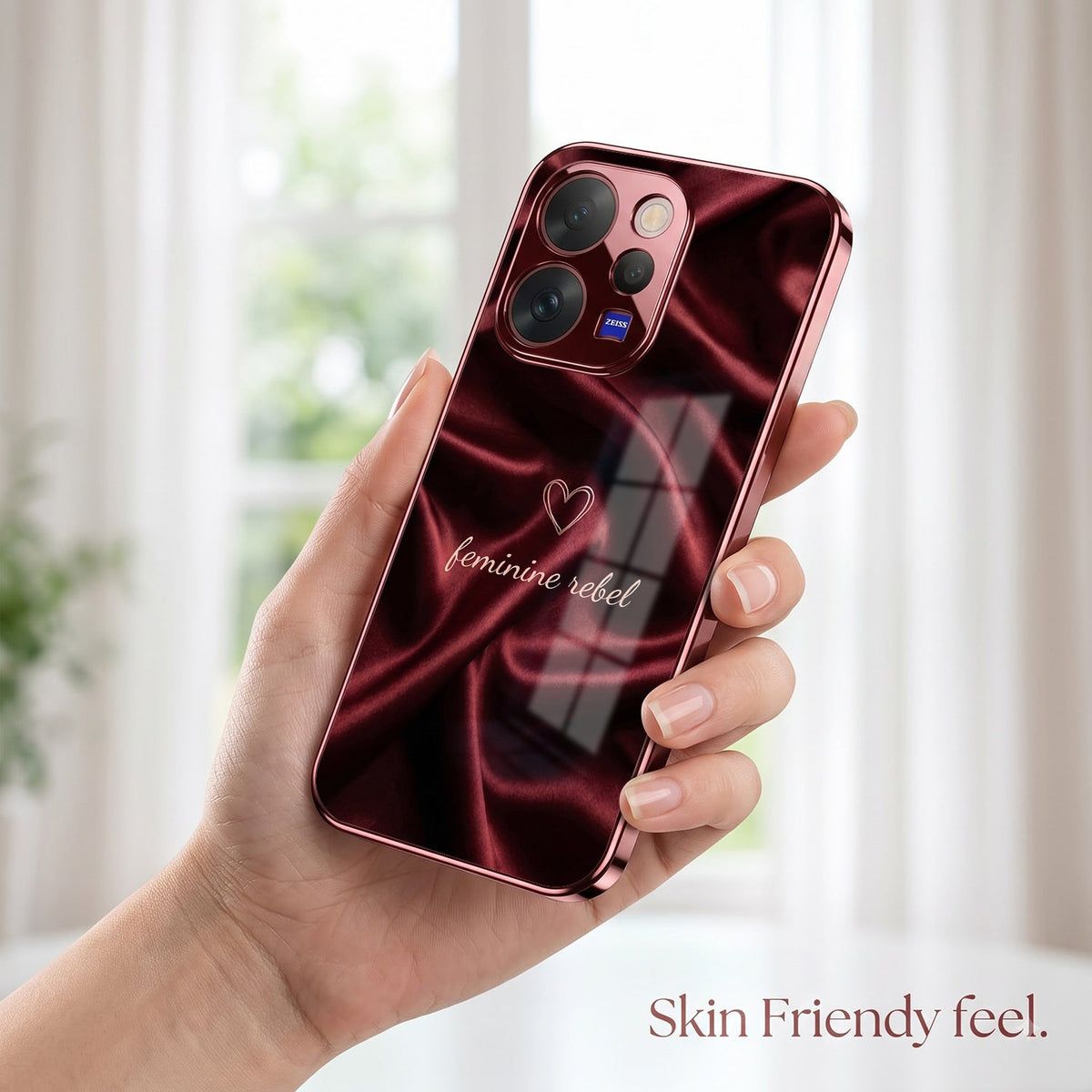 Vivo V70 5G Feminine Rebel Burgundy Electroplated Glass Back Case