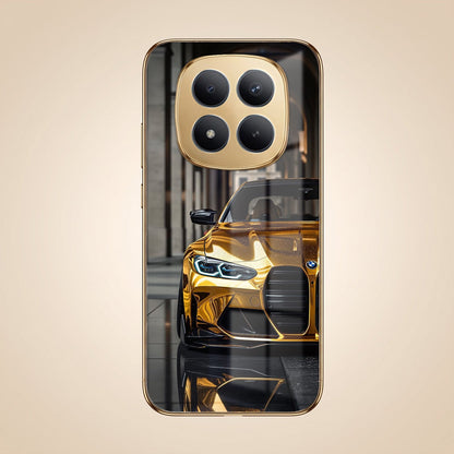 Redmi Note 15 Pro+ 5G Golden BMW Gold Electroplated Glass Phone Back Case