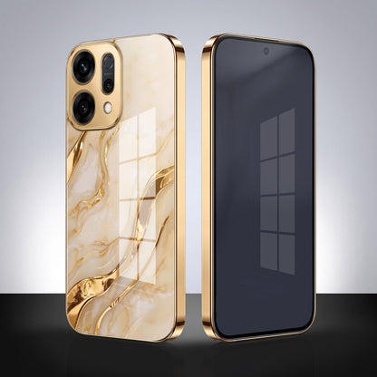 Oppo Reno 14 5G Marvel Texture Gold Electroplated Glass Phone Back Case