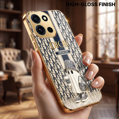 OnePlus Nord 6 5G Luxury Dior Gold Electroplated Glass Phone Back Case