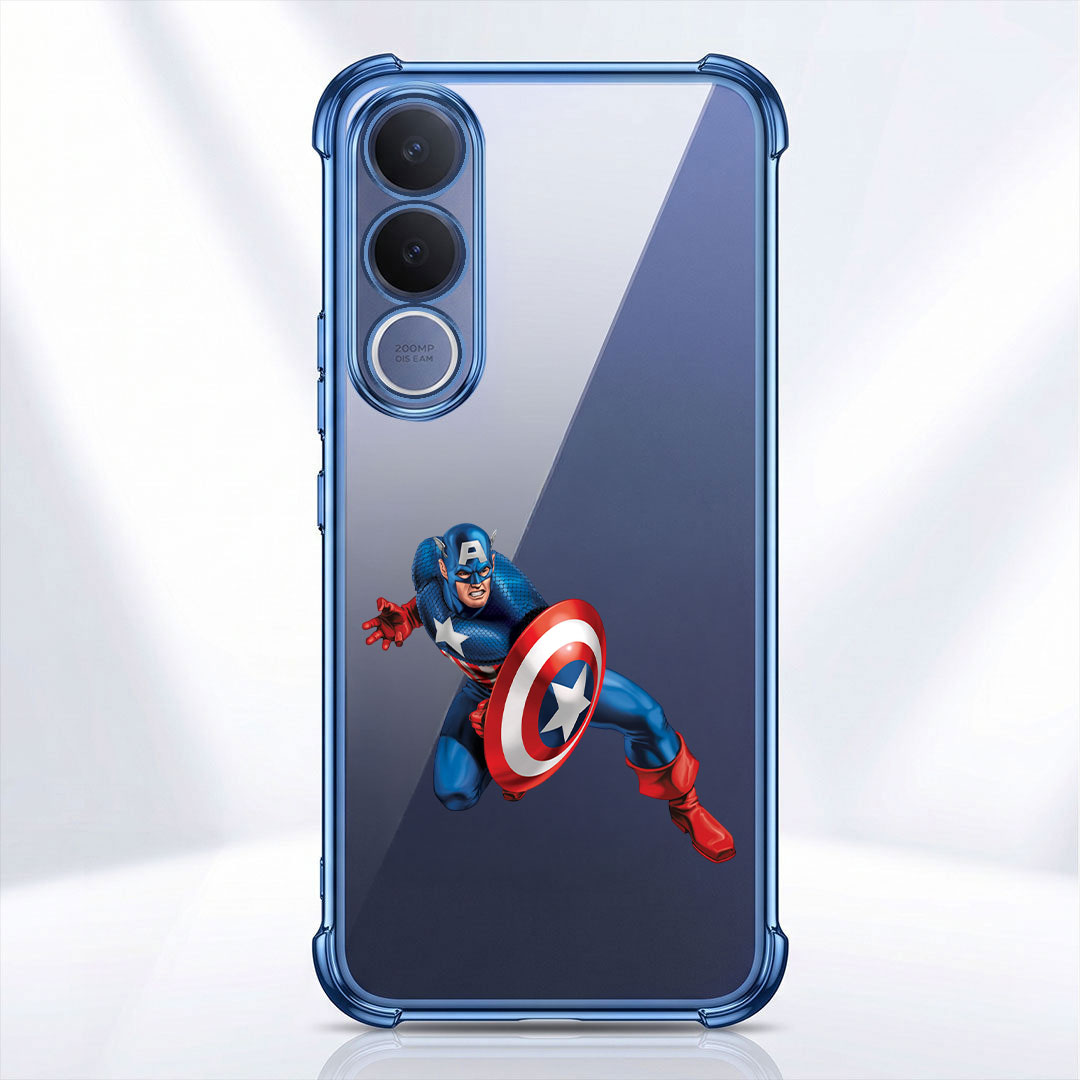 Vivo V70 FE 5G Premium 3D Spot UV Captain America Sticker Shockproof Airbags Case