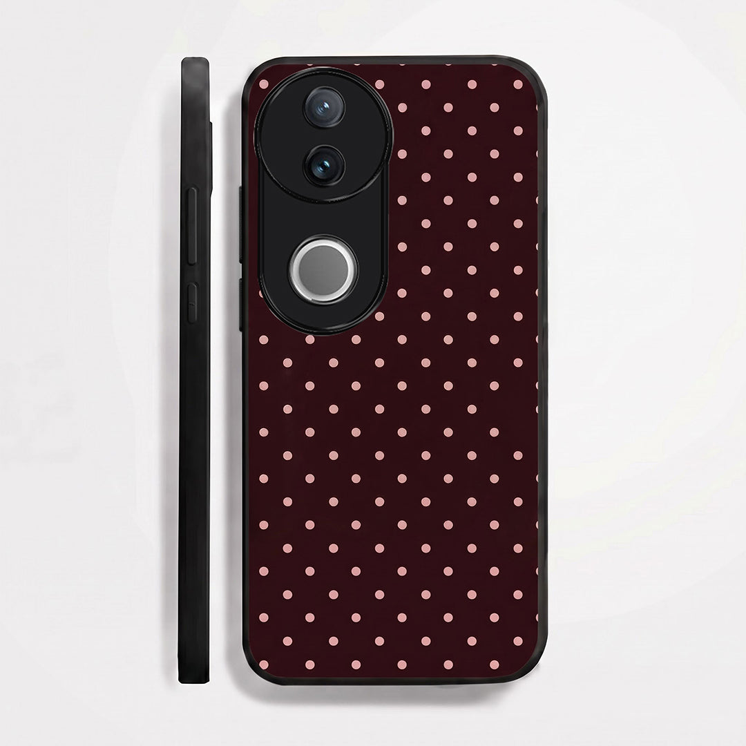 Vivo V50 5G Aesthetic Classic Maroon & Soft Pink Polka Dot Acrylic Back Cover