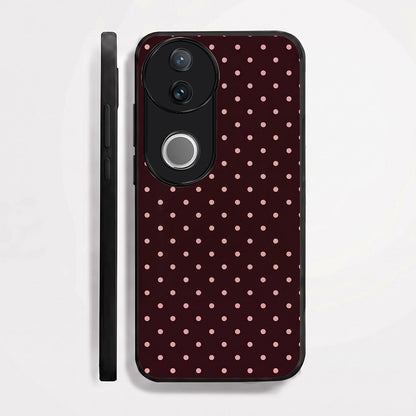 Vivo V50 5G Aesthetic Classic Maroon & Soft Pink Polka Dot Acrylic Back Cover