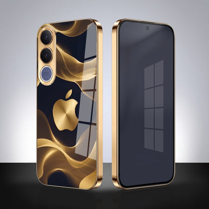 Vivo V70 FE 5G Luxury Wave Gold Electroplated Glass Phone Back Case