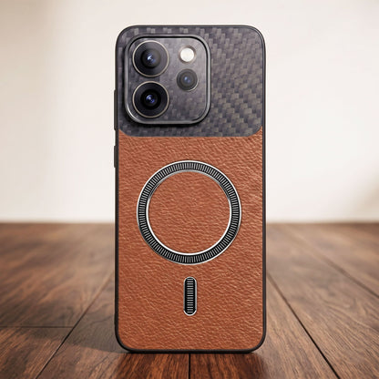Oppo Reno 15 Pro Mini 5G Carbon Fiber Leather Hybrid MagSafe Magnetic Case
