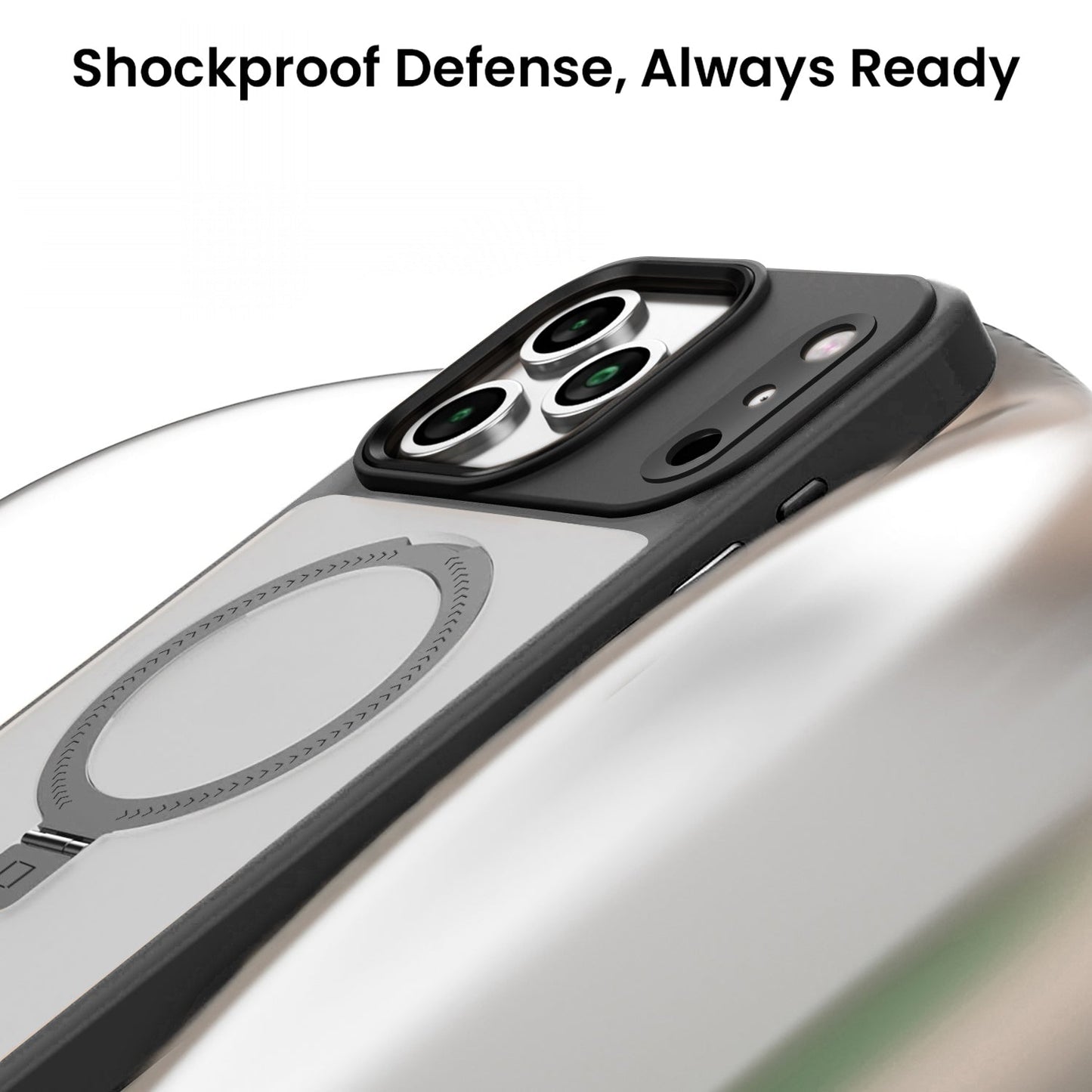 Phone case with shockproof defense feature on a white background