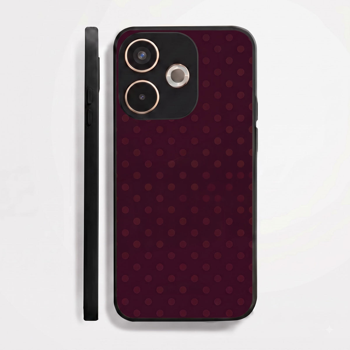 Oppo A5 Pro 5G Aesthetic Dark Maroon Polka Dot Acrylic Back Cover