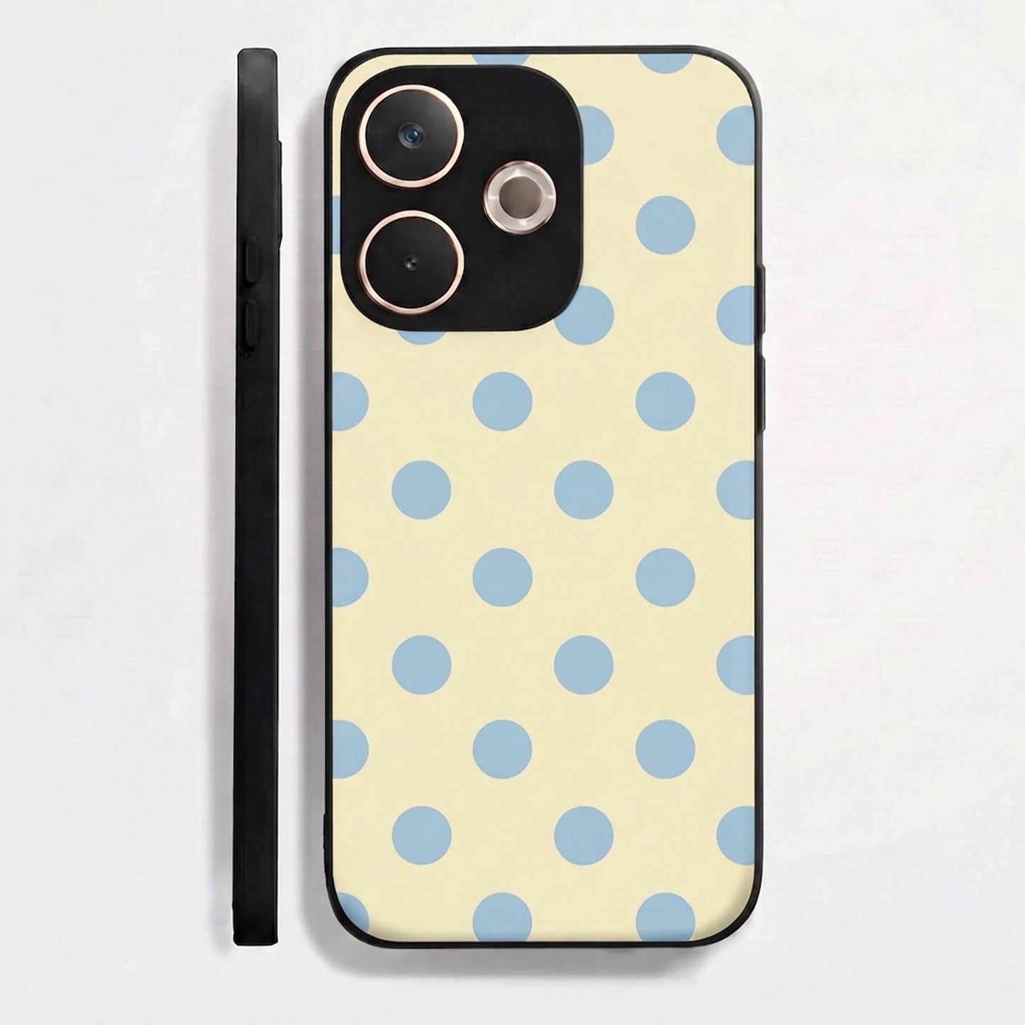 Oppo A5 Pro 5G Elegant Cream Blue Polka Dot Acrylic Back Cover