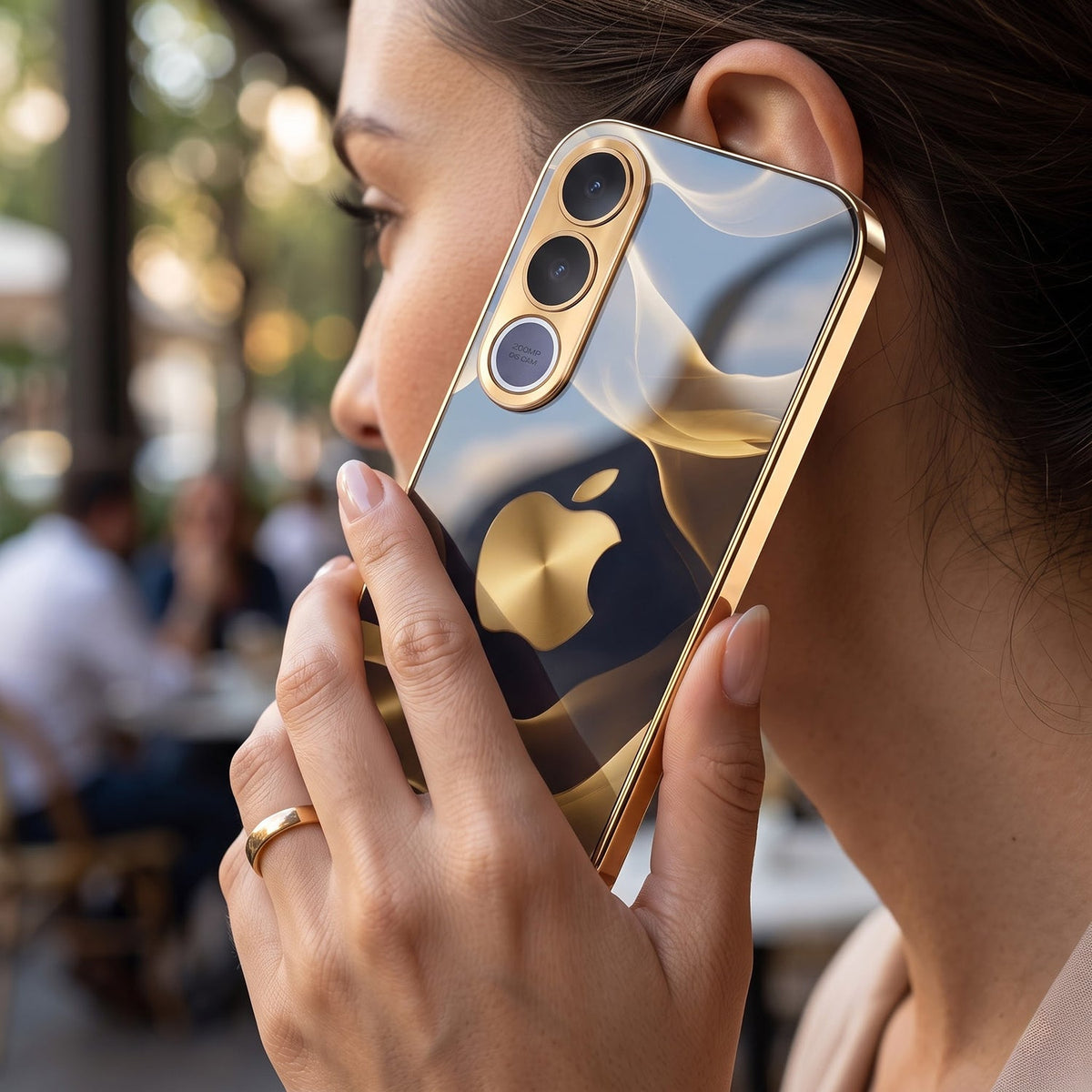 Vivo V70 FE 5G Luxury Wave Gold Electroplated Glass Phone Back Case