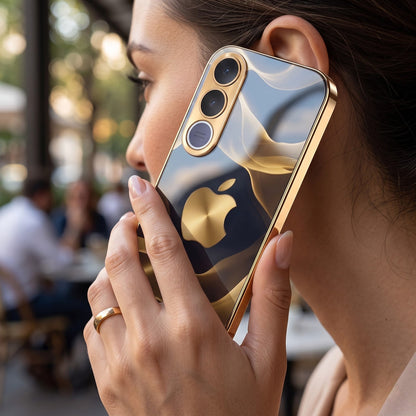Vivo V70 FE 5G Luxury Wave Gold Electroplated Glass Phone Back Case