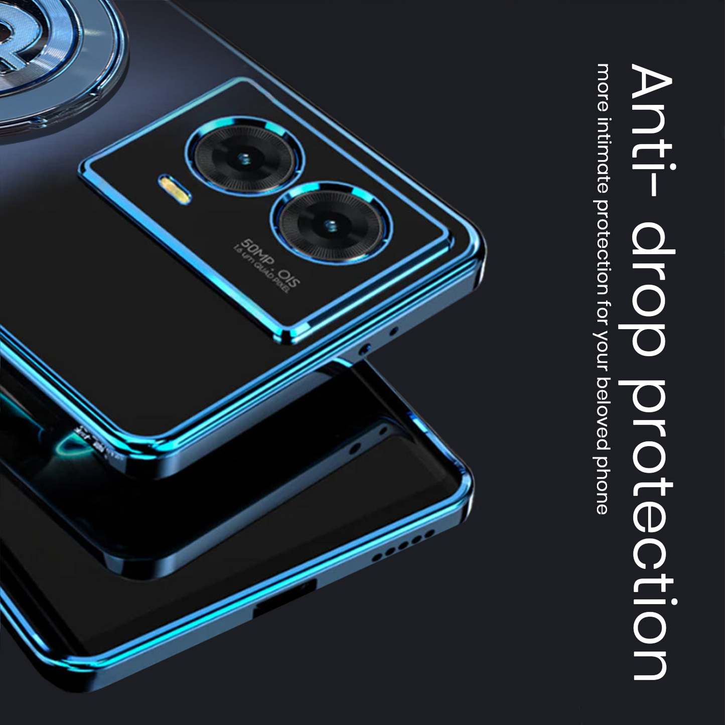 Motorola Moto G85 5G Phone case with 'Anti-drop protection' text on a dark background