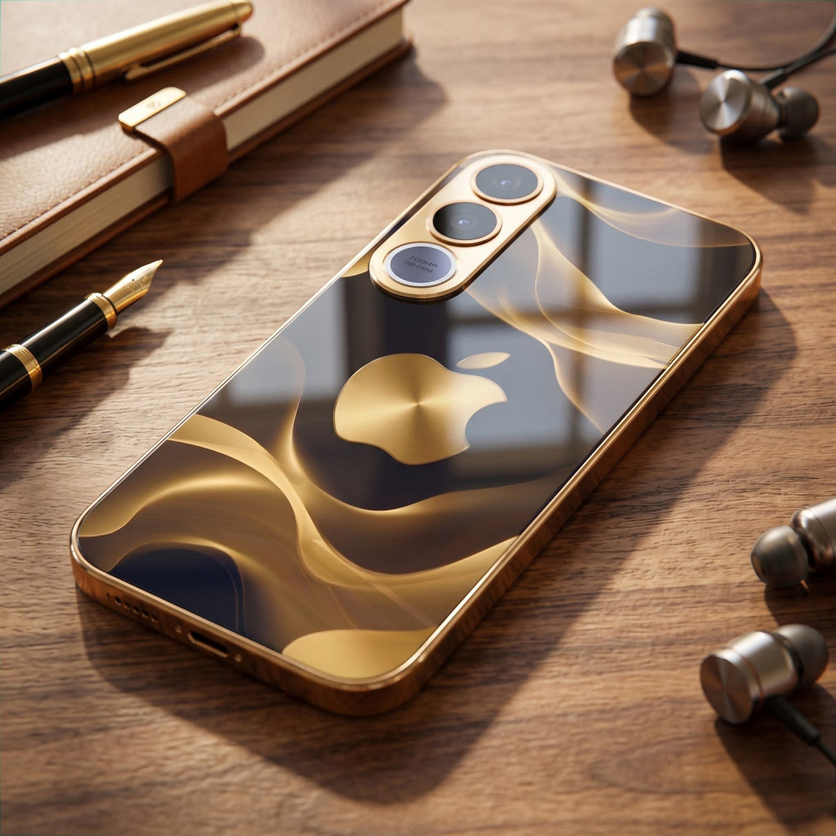 Vivo V70 FE 5G Luxury Wave Gold Electroplated Glass Phone Back Case