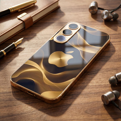 Vivo V70 FE 5G Luxury Wave Gold Electroplated Glass Phone Back Case