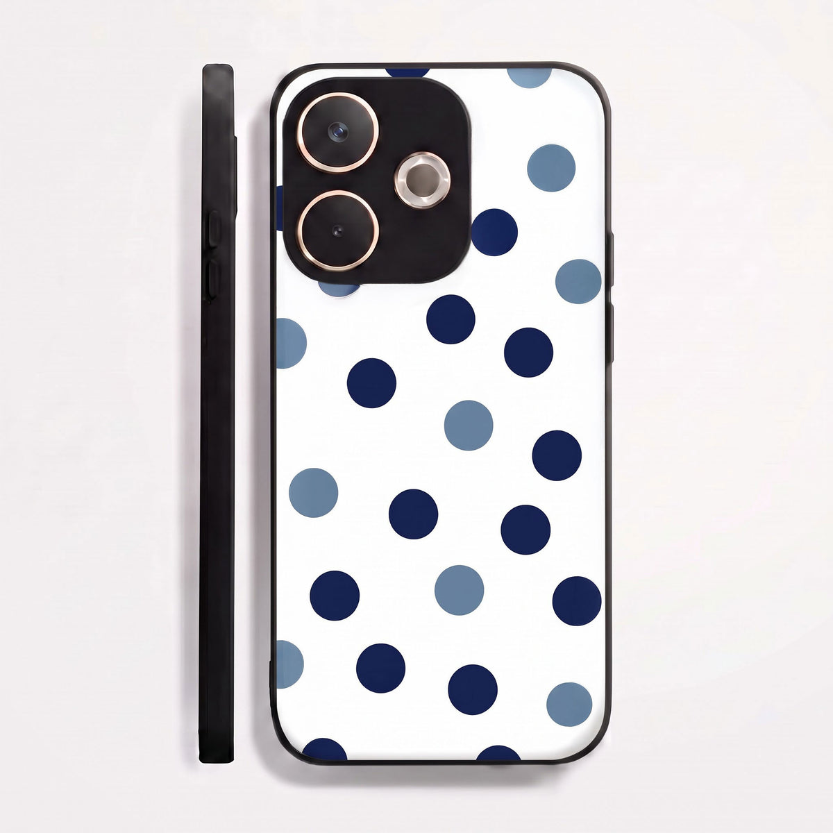 Oppo A5 Pro 5G Elegant White Navy Blue Polka Dot Acrylic Back Cover