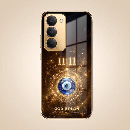 Redmi 15 5G God’s Plan Evil Eye Gold Electroplated Glass Phone Back Case