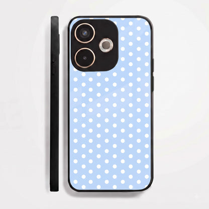 Oppo A5 Pro 5G Aesthetic Sky Blue & White Polka Dot Acrylic Back Cover