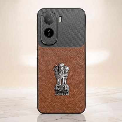 Vivo T5 Pro 5G Satyamev Jayate Carbon Fiber Leather Hybrid Phone Case