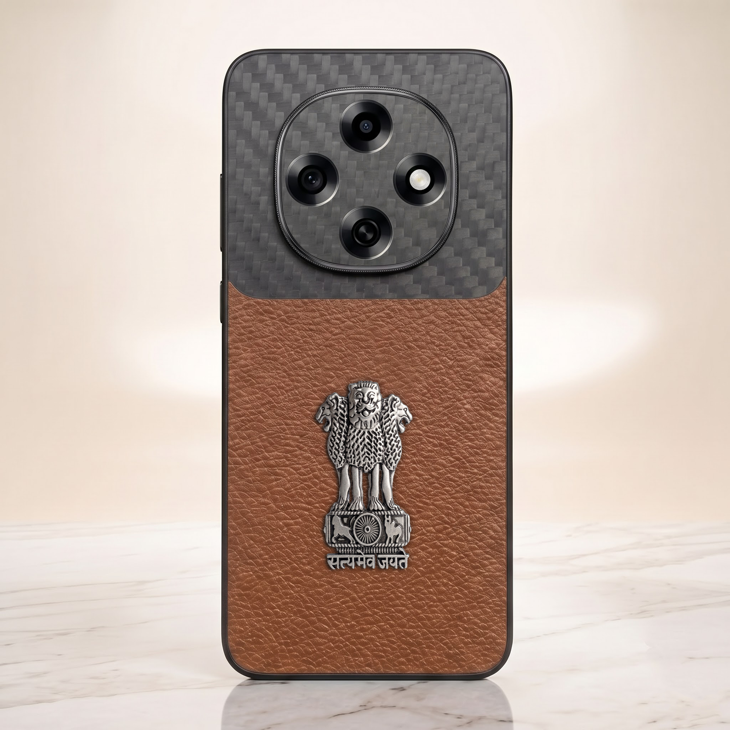 Oppo F31 Pro 5G Satyamev Jayate Carbon Fiber Leather Hybrid Phone Case
