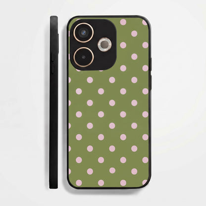 Oppo A5 Pro 5G Elegant Olive Green Pink Polka Dot Acrylic Back Cover