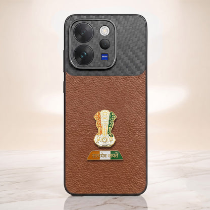 Vivo V70 5G Tri-Color Satyamev Jayate Carbon Fiber Leather Hybrid Phone Case