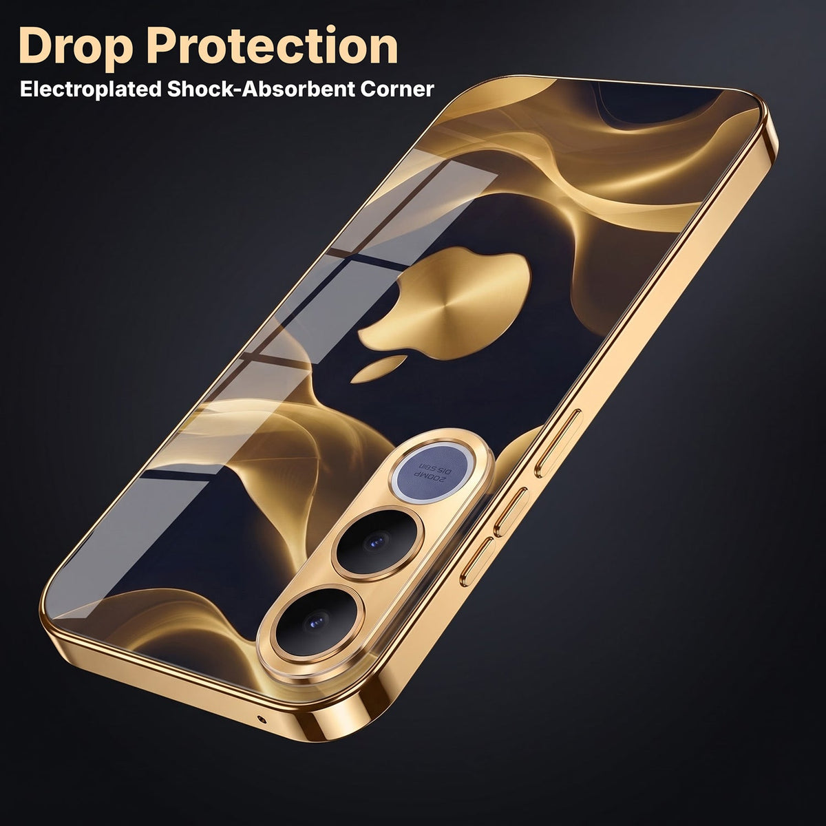 Vivo V70 FE 5G Luxury Wave Gold Electroplated Glass Phone Back Case