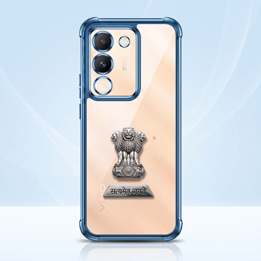 Vivo Y200 5G Satyamev Jayate 2-in-1 Emblem Transparent Shockproof Airbag Case