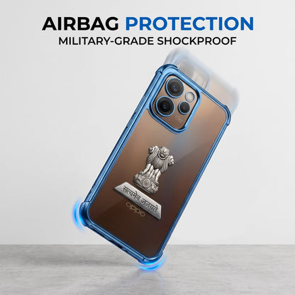 Oppo Reno 15 Pro Mini 5G Satyamev Jayate 2-in-1 Emblem Transparent Shockproof Airbag Case