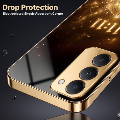 Redmi 15 5G God’s Plan Evil Eye Gold Electroplated Glass Phone Back Case
