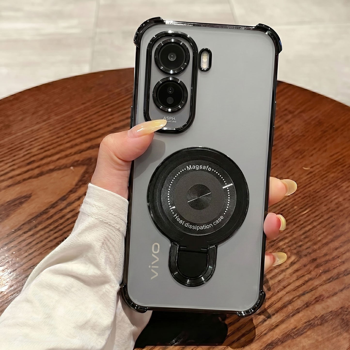 Vivo T5 Pro 5G Luxury Four Corner Invincible Bracket Ring Stand Case